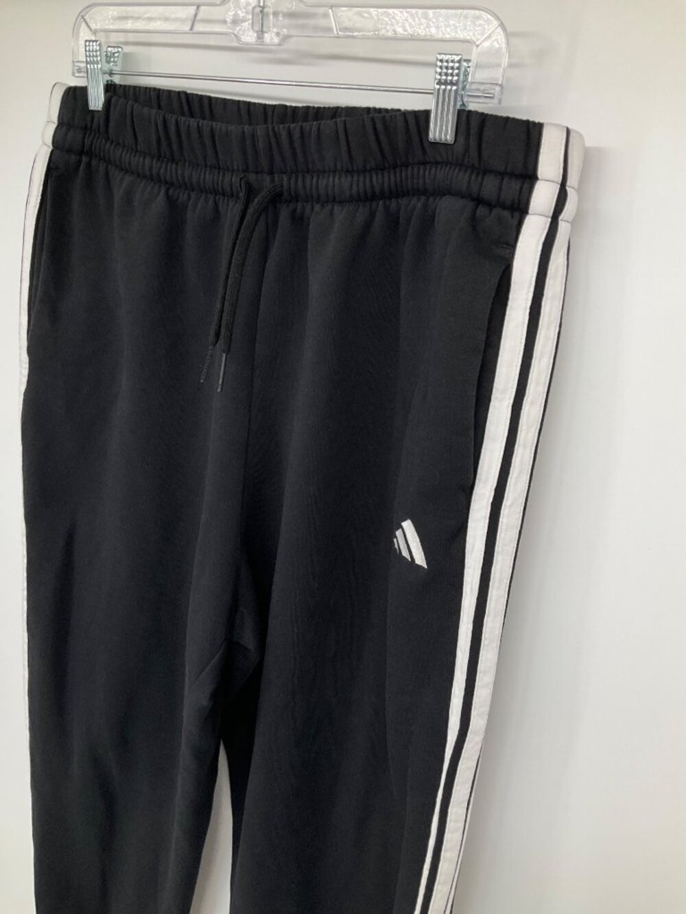 Adidas Essentials 3-Stripes Fleece Loose-Fit Sweatpants, Size XL, Black/White - Picture 3 of 8